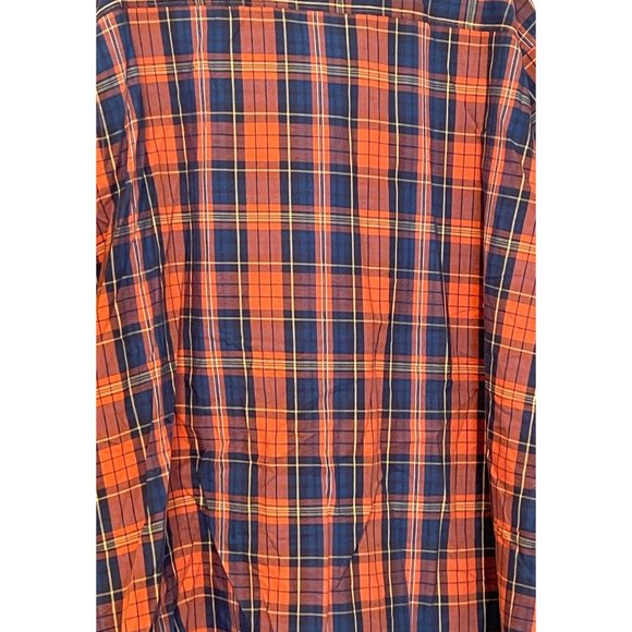 REDHEAD Mens Short Sleeve Dress Shirt 2XL Plaid Orange Blue XXL XXLarge Casual - Picture 7 of 7